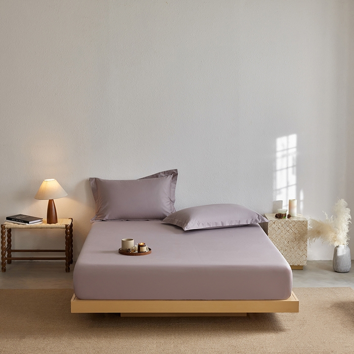 91家纺网 家纺一手货源 找家纺 轩和家居 2025新款50S贡缎长绒棉纯棉单床笠单品床笠床笠单件 丹麦紫