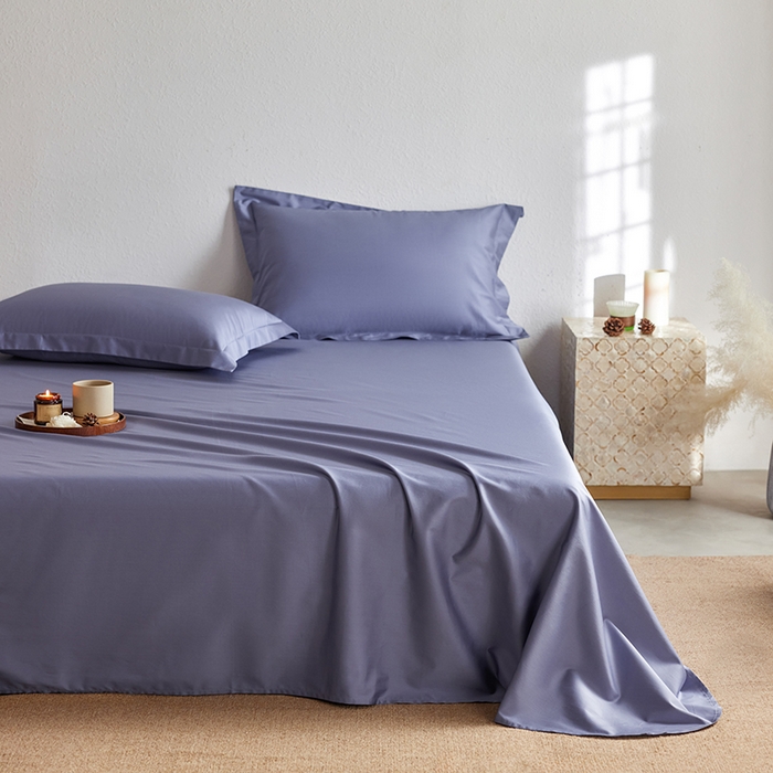 91家纺网 家纺一手货源 找家纺 轩和家居 2025新款50S贡缎长绒棉纯棉单床单单品床单床单单件 海茵蓝