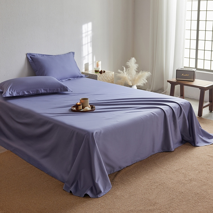 91家纺网 家纺一手货源 找家纺 轩和家居 2025新款50S贡缎长绒棉纯棉单床单单品床单床单单件 海茵蓝