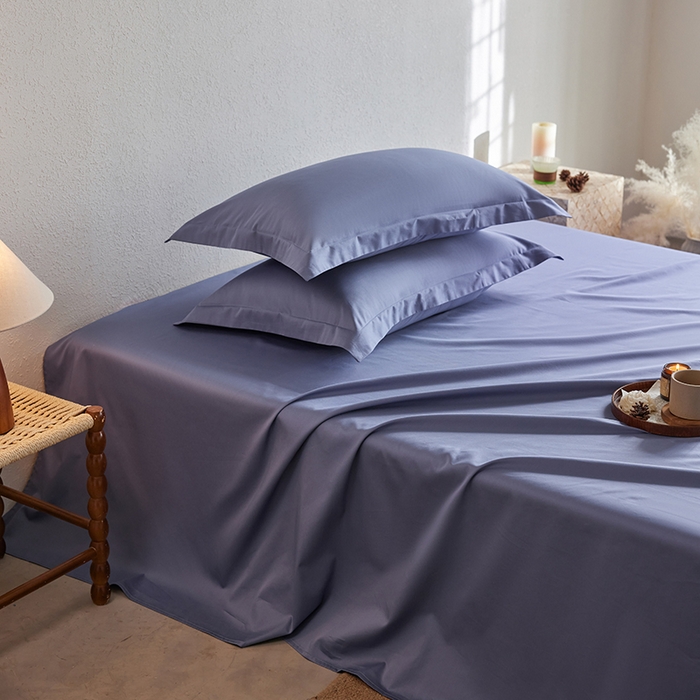 91家纺网 家纺一手货源 找家纺 轩和家居 2025新款50S贡缎长绒棉纯棉单床单单品床单床单单件 海茵蓝