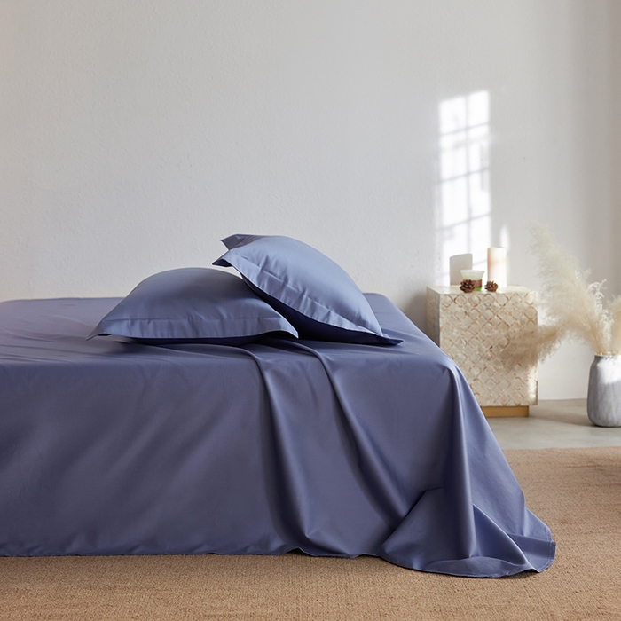 91家纺网 家纺一手货源 找家纺 轩和家居 2025新款50S贡缎长绒棉纯棉单床单单品床单床单单件 海茵蓝