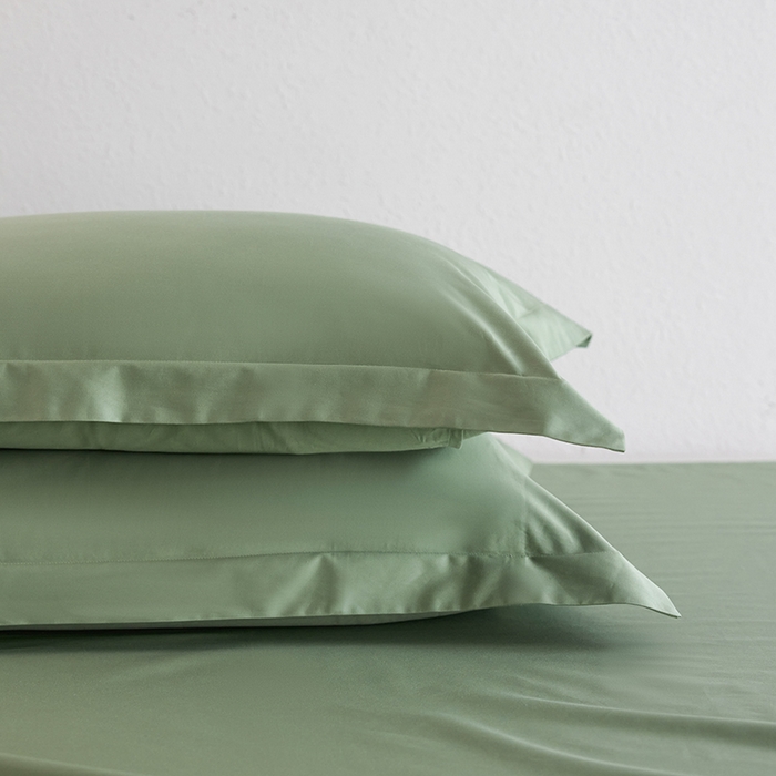 91家纺网 家纺一手货源 找家纺 轩和家居 2025新款50S贡缎长绒棉纯棉单枕套单品枕套枕套单件 抹茶绿