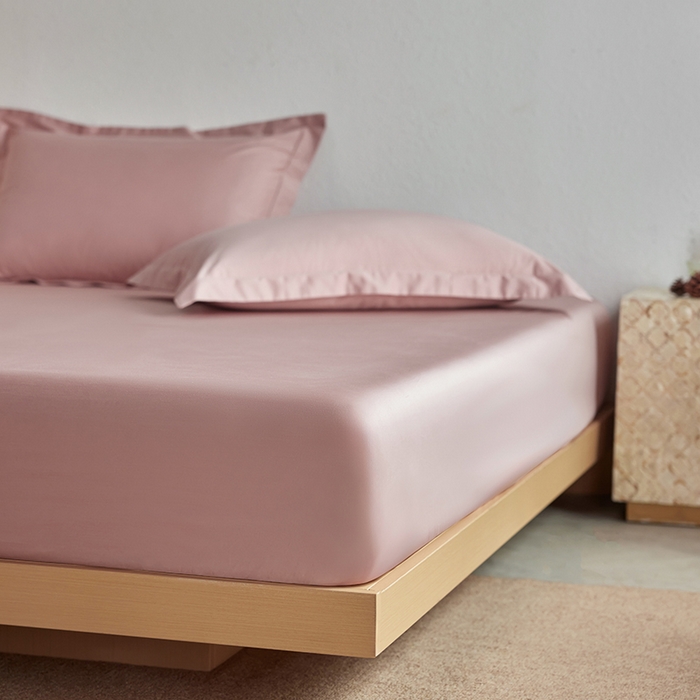 91家纺网 家纺一手货源 找家纺 轩和家居 2025新款50S贡缎长绒棉纯棉单床笠单品床笠床笠单件 复古粉