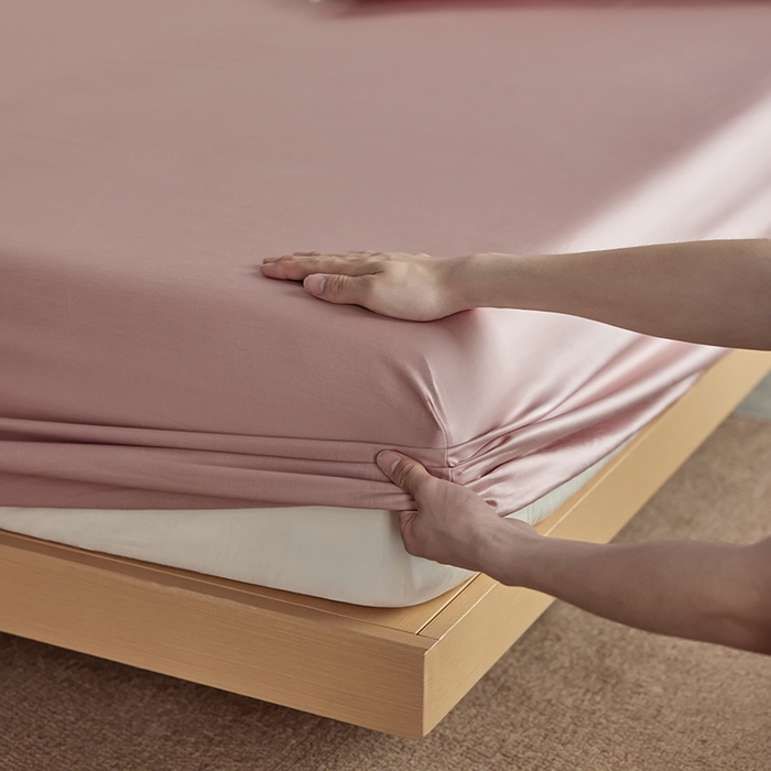 91家纺网 家纺一手货源 找家纺 轩和家居 2025新款50S贡缎长绒棉纯棉单床笠单品床笠床笠单件 复古粉