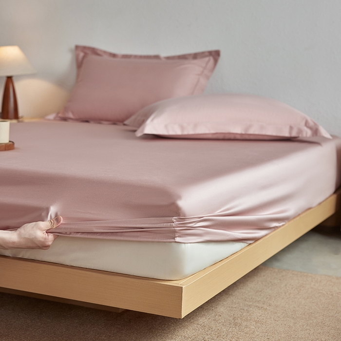 91家纺网 家纺一手货源 找家纺 轩和家居 2025新款50S贡缎长绒棉纯棉单床笠单品床笠床笠单件 复古粉