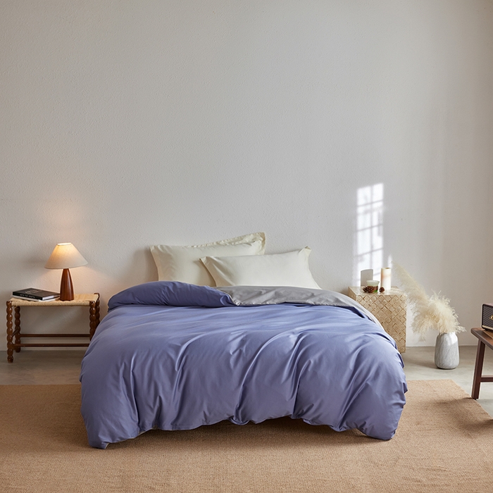 91家纺网 家纺一手货源 找家纺 轩和家居 2025新款50S贡缎长绒棉纯棉单被套单品被套被套单件 海茵蓝+雅士灰