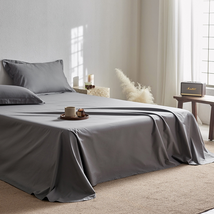 91家纺网 家纺一手货源 找家纺 轩和家居 2025新款50S贡缎长绒棉纯棉单床单单品床单床单单件 梦境灰