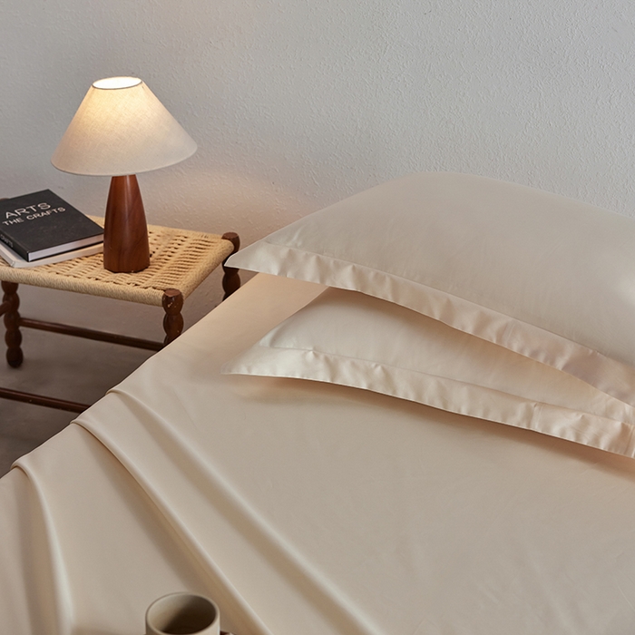 91家纺网 家纺一手货源 找家纺 轩和家居 2025新款50S贡缎长绒棉纯棉单枕套单品枕套枕套单件 浅香槟