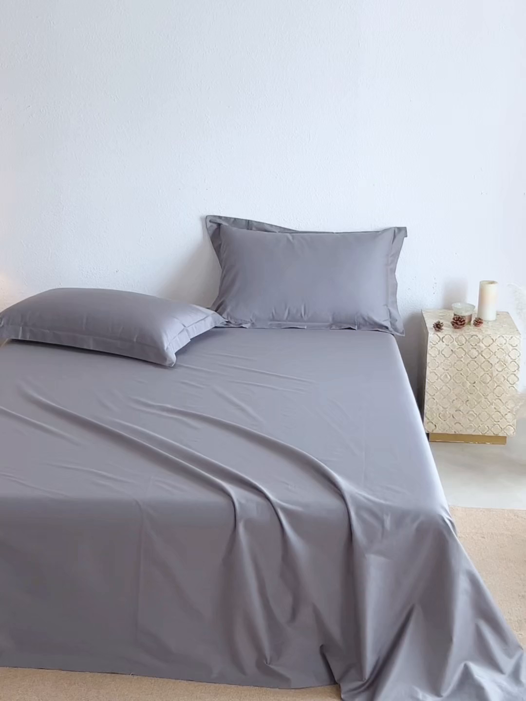 91家纺网 家纺一手货源 找家纺 轩和家居 2025新款50S贡缎长绒棉纯棉单床单单品床单床单单件 梦境灰