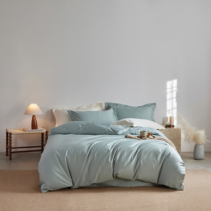 91家纺网 家纺一手货源 找家纺 轩和家居 2025新款50S贡缎长绒棉纯棉四件套 薄荷绿