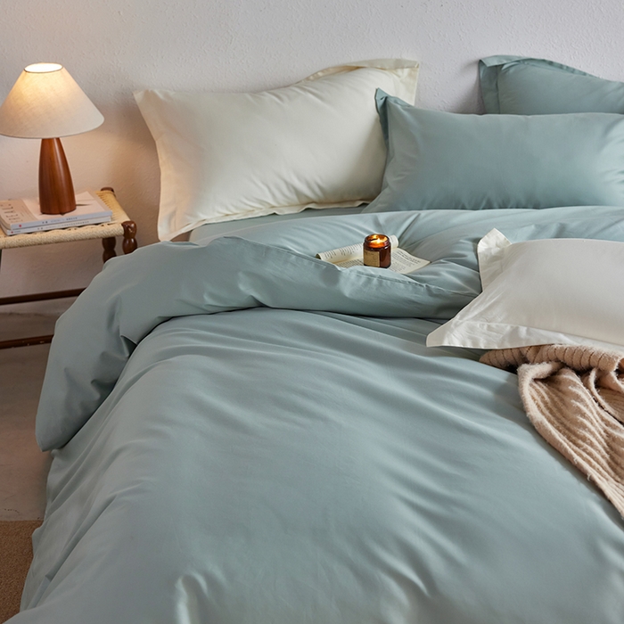 91家纺网 家纺一手货源 找家纺 轩和家居 2025新款50S贡缎长绒棉纯棉四件套 薄荷绿
