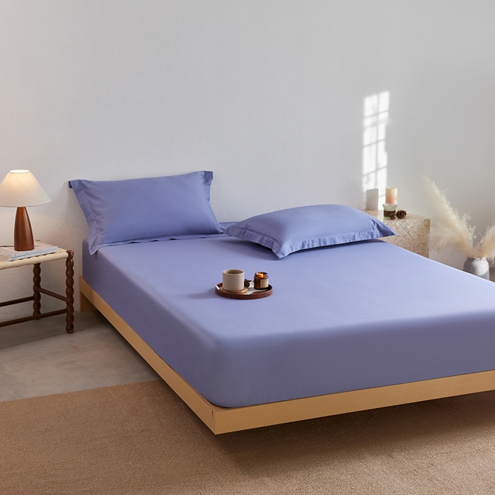 91家纺网 家纺一手货源 找家纺 轩和家居 2025新款50S贡缎长绒棉纯棉单床笠单品床笠床笠单件 海茵蓝