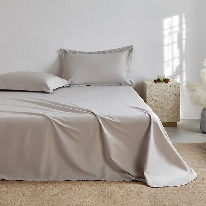 91家纺网 家纺一手货源 找家纺 轩和家居 2025新款50S贡缎长绒棉纯棉单床单单品床单床单单件 迷雾灰