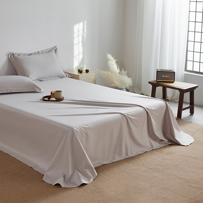 91家纺网 家纺一手货源 找家纺 轩和家居 2025新款50S贡缎长绒棉纯棉单床单单品床单床单单件 迷雾灰