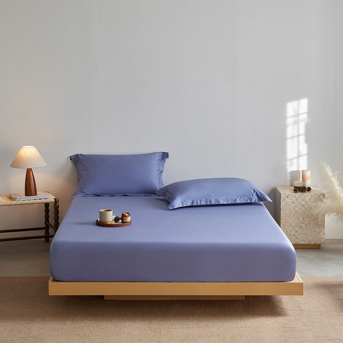 91家纺网 家纺一手货源 找家纺 轩和家居 2025新款50S贡缎长绒棉纯棉单床笠单品床笠床笠单件 海茵蓝