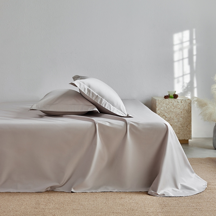 91家纺网 家纺一手货源 找家纺 轩和家居 2025新款50S贡缎长绒棉纯棉单床单单品床单床单单件 迷雾灰