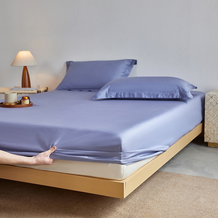 91家纺网 家纺一手货源 找家纺 轩和家居 2025新款50S贡缎长绒棉纯棉单床笠单品床笠床笠单件 海茵蓝