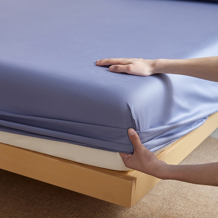 91家纺网 家纺一手货源 找家纺 轩和家居 2025新款50S贡缎长绒棉纯棉单床笠单品床笠床笠单件 海茵蓝