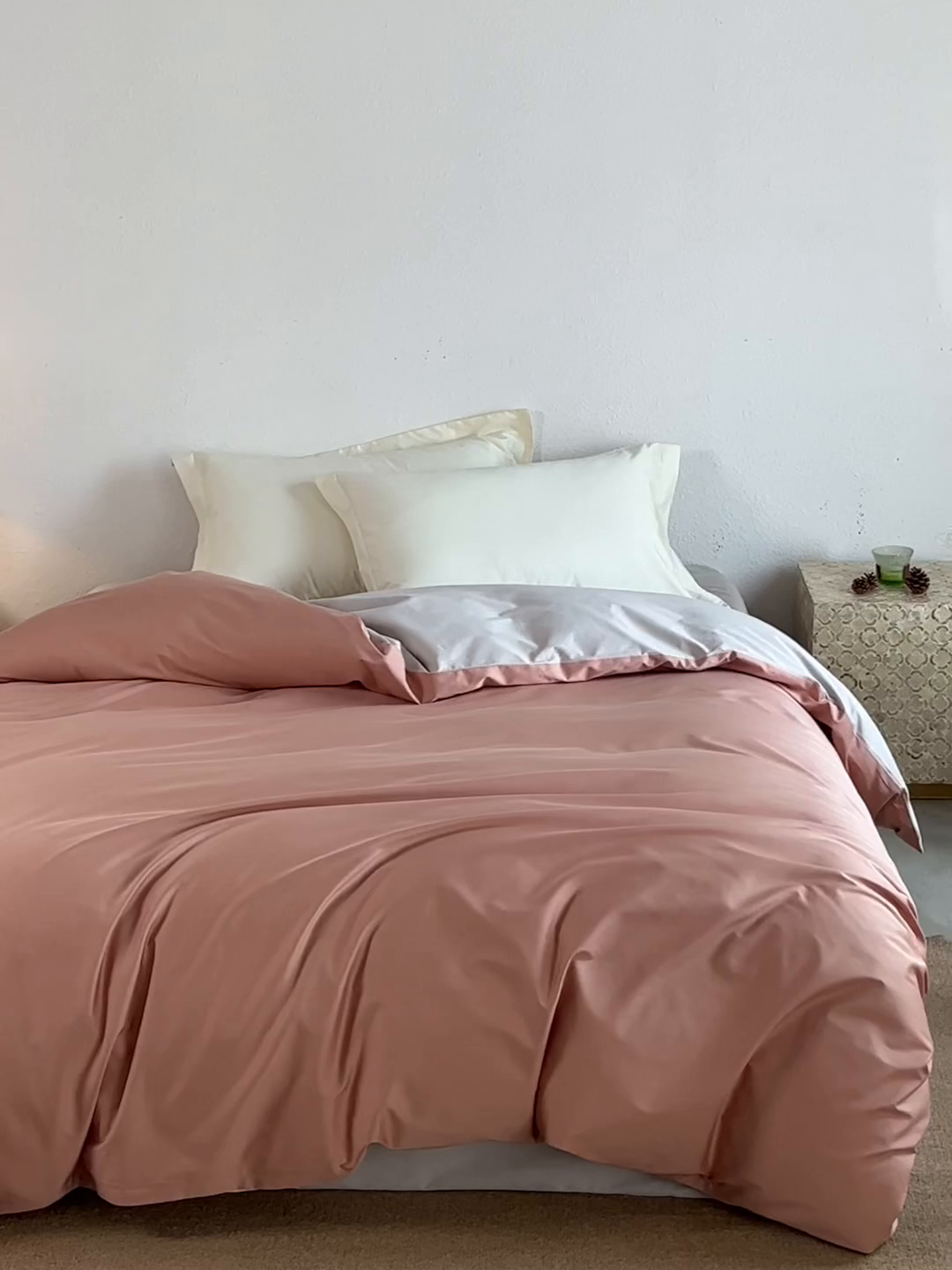 91家纺网 家纺一手货源 找家纺 轩和家居 2025新款50S贡缎长绒棉纯棉单被套单品被套被套单件 罗卡芙+迷雾灰