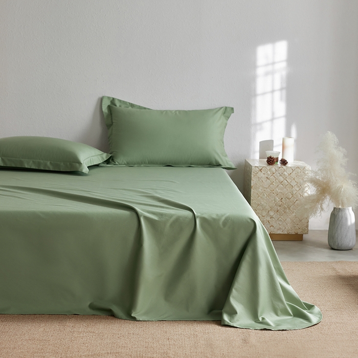 91家纺网 家纺一手货源 找家纺 轩和家居 2025新款50S贡缎长绒棉纯棉单床单单品床单床单单件 抹茶绿