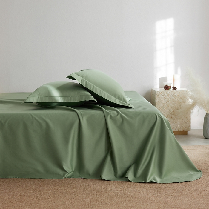 91家纺网 家纺一手货源 找家纺 轩和家居 2025新款50S贡缎长绒棉纯棉单床单单品床单床单单件 抹茶绿