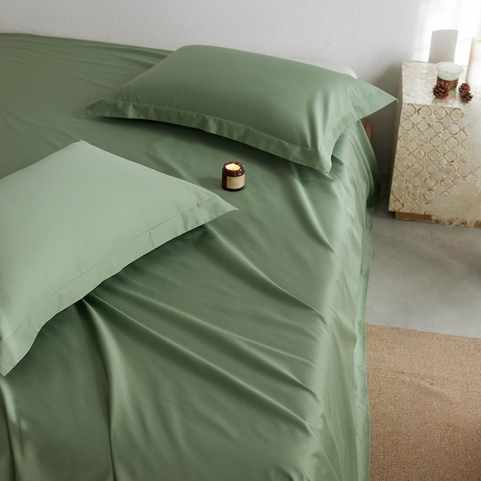 91家纺网 家纺一手货源 找家纺 轩和家居 2025新款50S贡缎长绒棉纯棉单床单单品床单床单单件 抹茶绿