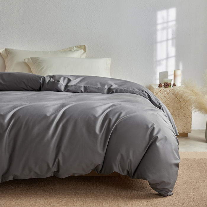 91家纺网 家纺一手货源 找家纺 轩和家居 2025新款50S贡缎长绒棉纯棉单被套单品被套被套单件 梦境灰