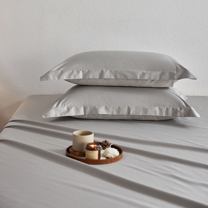 91家纺网 家纺一手货源 找家纺 轩和家居 2025新款50S贡缎长绒棉纯棉单枕套单品枕套枕套单件 雅士灰