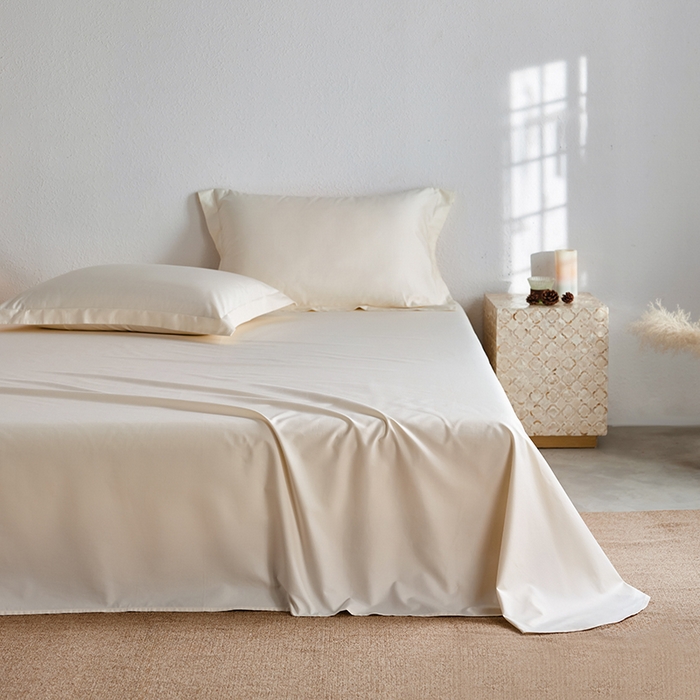 91家纺网 家纺一手货源 找家纺 轩和家居 2025新款50S贡缎长绒棉纯棉单床单单品床单床单单件 奶芋黄