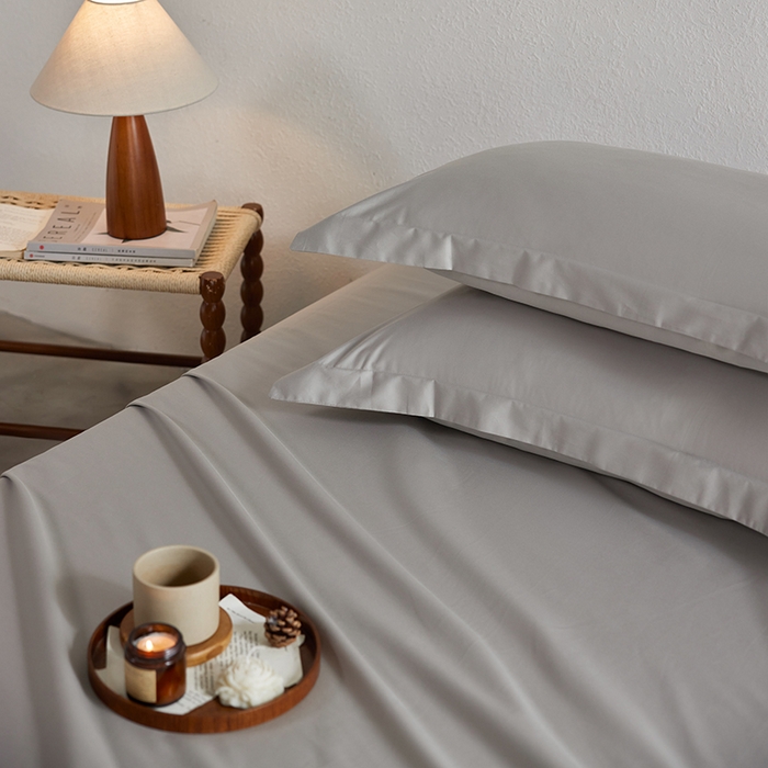 91家纺网 家纺一手货源 找家纺 轩和家居 2025新款50S贡缎长绒棉纯棉单枕套单品枕套枕套单件 雅士灰