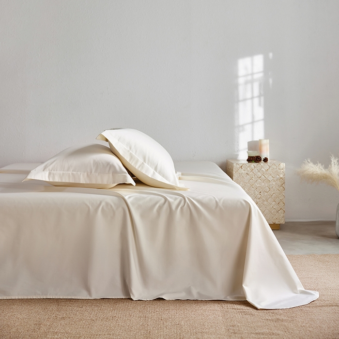 91家纺网 家纺一手货源 找家纺 轩和家居 2025新款50S贡缎长绒棉纯棉单床单单品床单床单单件 奶芋黄