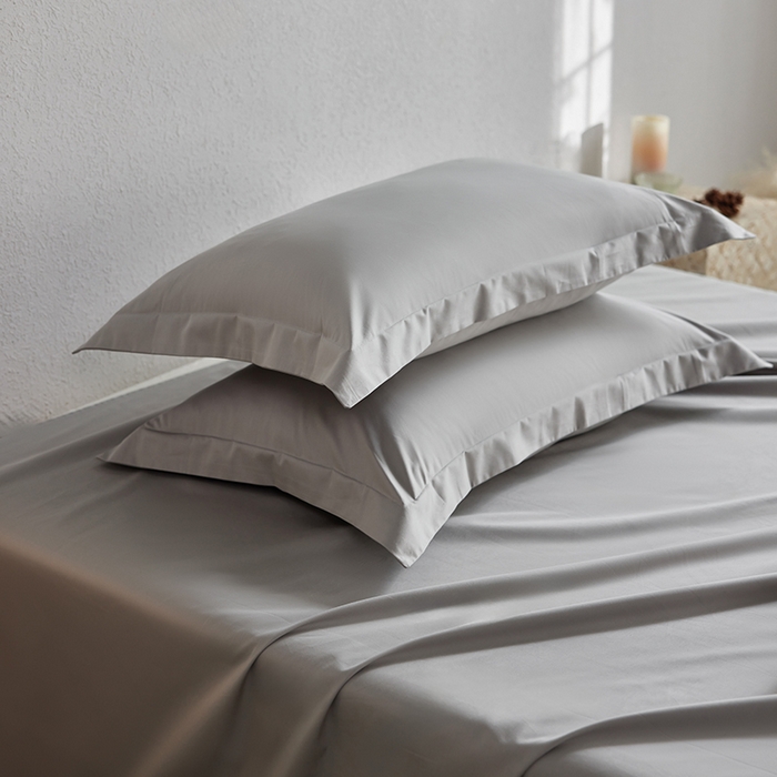 91家纺网 家纺一手货源 找家纺 轩和家居 2025新款50S贡缎长绒棉纯棉单枕套单品枕套枕套单件 雅士灰