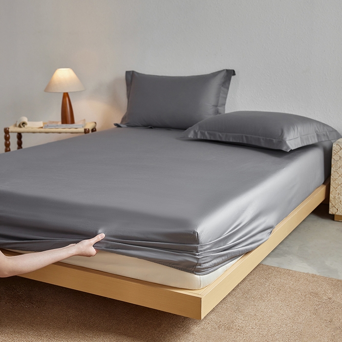 91家纺网 家纺一手货源 找家纺 轩和家居 2025新款50S贡缎长绒棉纯棉单床笠单品床笠床笠单件 梦境灰