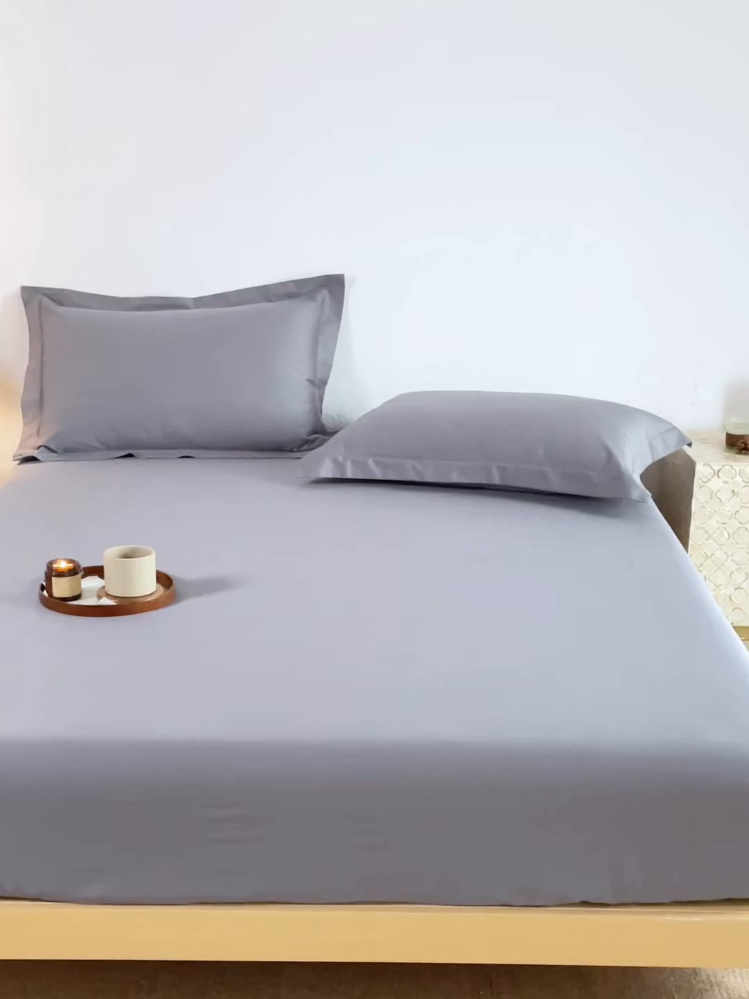 91家纺网 家纺一手货源 找家纺 轩和家居 2025新款50S贡缎长绒棉纯棉单床笠单品床笠床笠单件 梦境灰