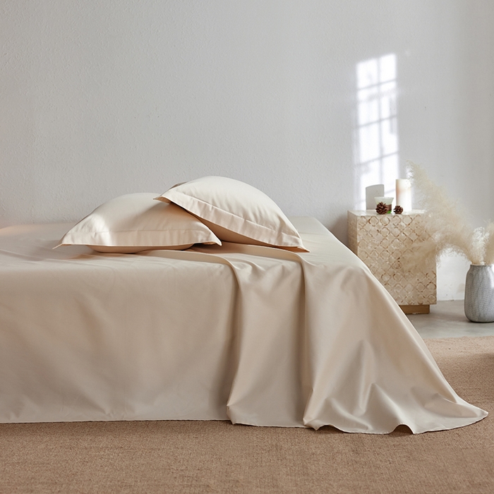 91家纺网 家纺一手货源 找家纺 轩和家居 2025新款50S贡缎长绒棉纯棉单床单单品床单床单单件 浅香槟