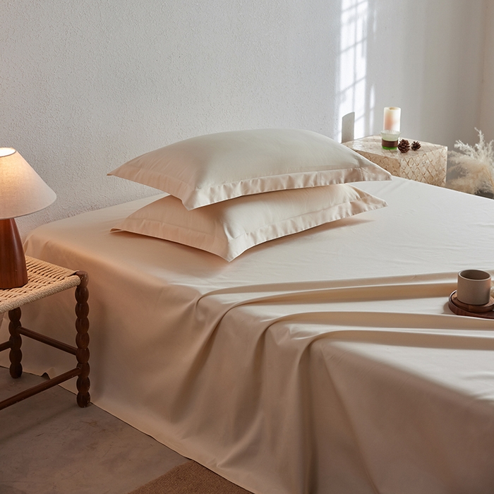 91家纺网 家纺一手货源 找家纺 轩和家居 2025新款50S贡缎长绒棉纯棉单床单单品床单床单单件 浅香槟