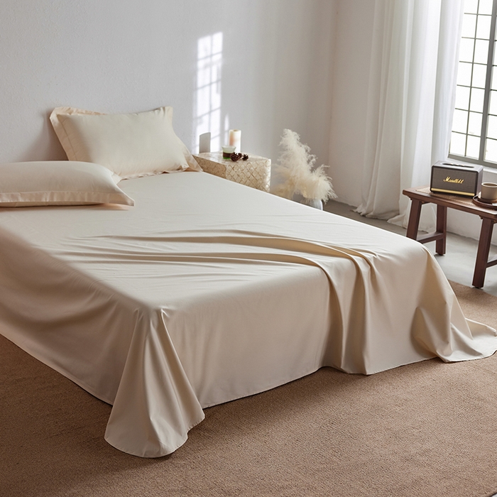 91家纺网 家纺一手货源 找家纺 轩和家居 2025新款50S贡缎长绒棉纯棉单床单单品床单床单单件 浅香槟