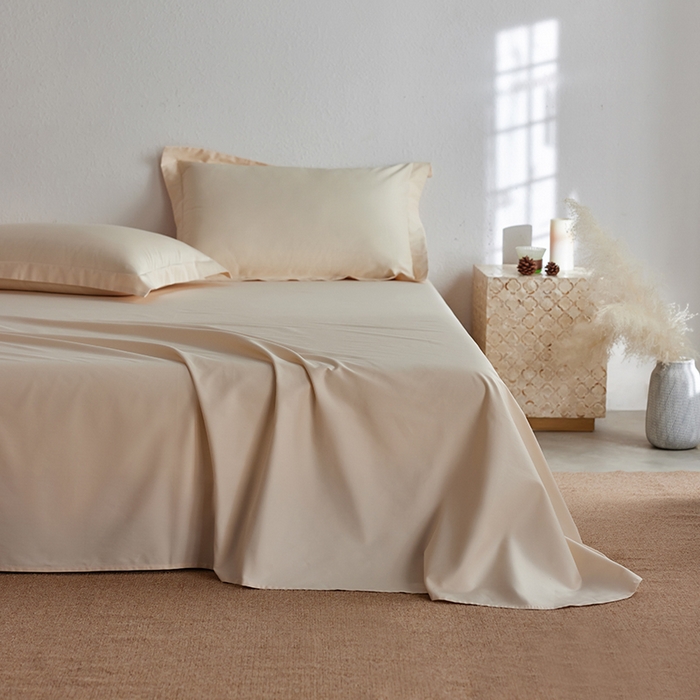 91家纺网 家纺一手货源 找家纺 轩和家居 2025新款50S贡缎长绒棉纯棉单床单单品床单床单单件 浅香槟