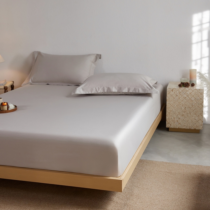 91家纺网 家纺一手货源 找家纺 轩和家居 2025新款50S贡缎长绒棉纯棉单床笠单品床笠床笠单件 迷雾灰