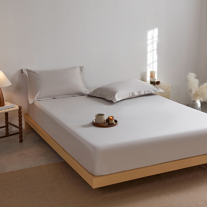 91家纺网 家纺一手货源 找家纺 轩和家居 2025新款50S贡缎长绒棉纯棉单床笠单品床笠床笠单件 迷雾灰