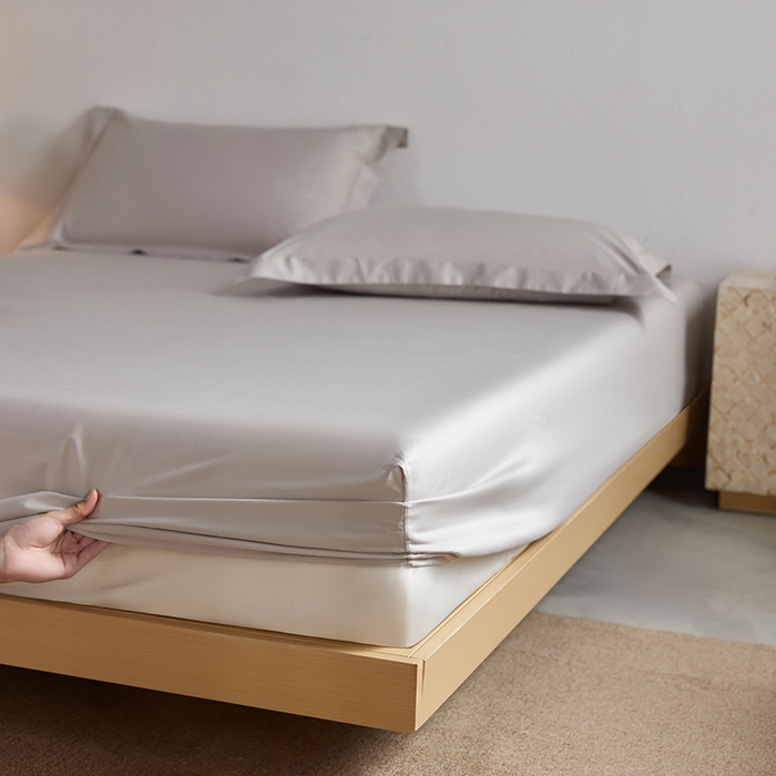 91家纺网 家纺一手货源 找家纺 轩和家居 2025新款50S贡缎长绒棉纯棉单床笠单品床笠床笠单件 迷雾灰