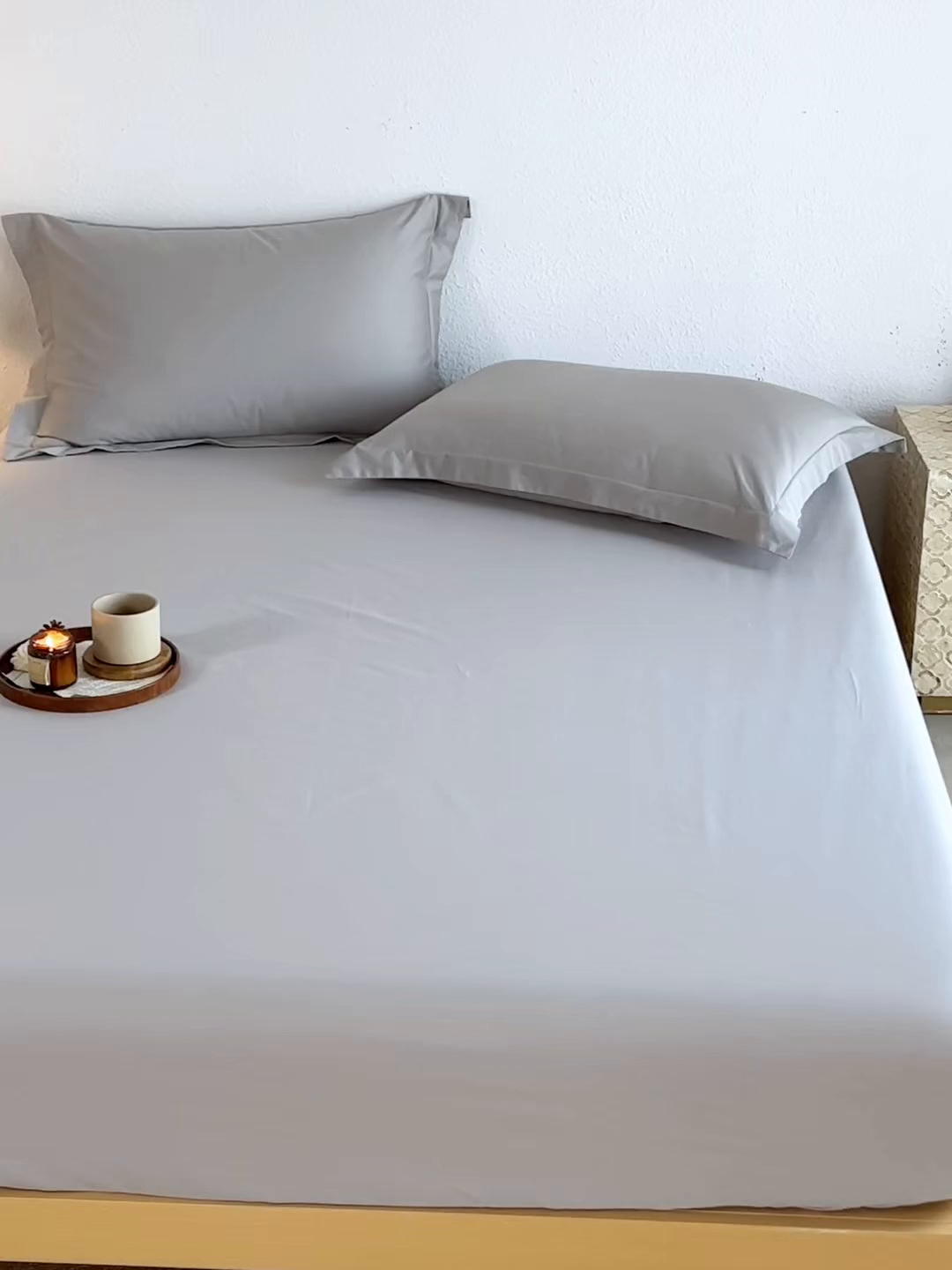 91家纺网 家纺一手货源 找家纺 轩和家居 2025新款50S贡缎长绒棉纯棉单床笠单品床笠床笠单件 迷雾灰