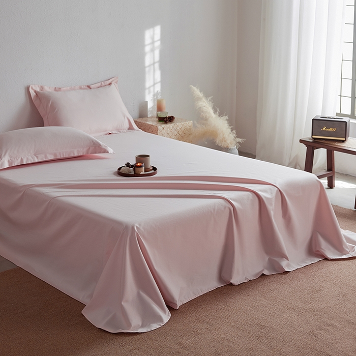 91家纺网 家纺一手货源 找家纺 轩和家居 2025新款50S贡缎长绒棉纯棉单床单单品床单床单单件 夏恋粉