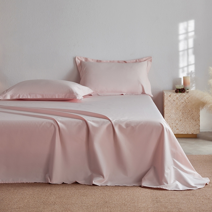 91家纺网 家纺一手货源 找家纺 轩和家居 2025新款50S贡缎长绒棉纯棉单床单单品床单床单单件 夏恋粉