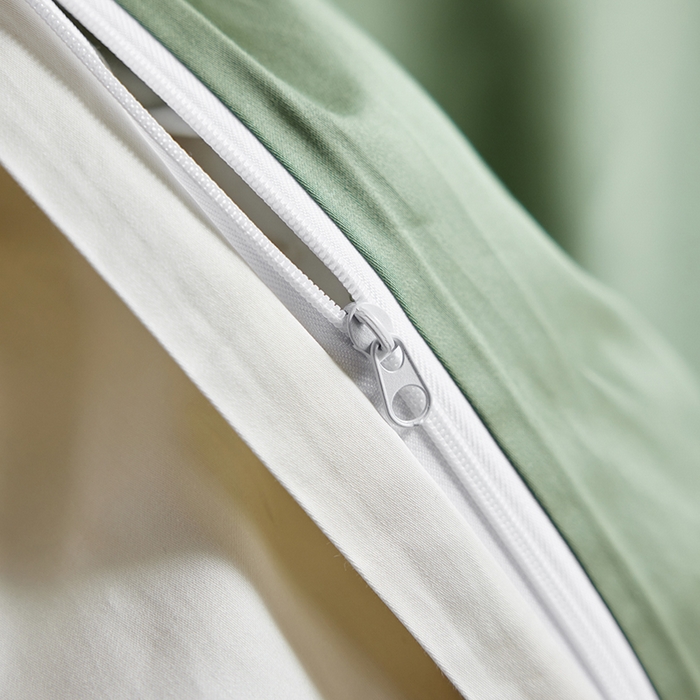 91家纺网 家纺一手货源 找家纺 轩和家居 2025新款50S贡缎长绒棉纯棉单被套单品被套被套单件 抹茶绿+奶芋黄