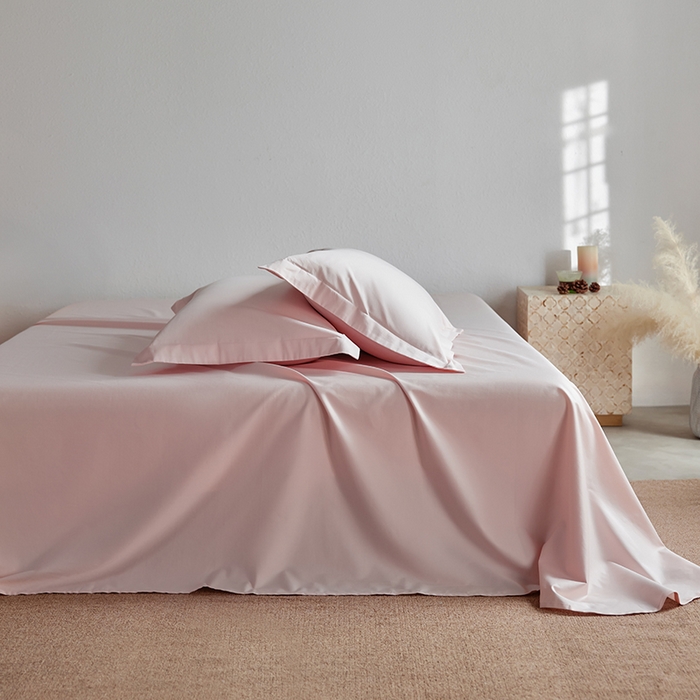 91家纺网 家纺一手货源 找家纺 轩和家居 2025新款50S贡缎长绒棉纯棉单床单单品床单床单单件 夏恋粉