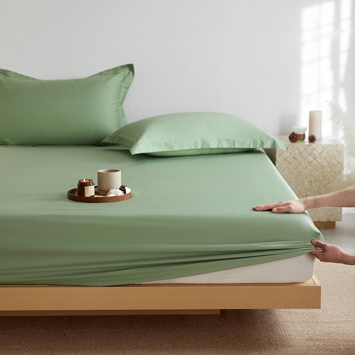 轩和家居 2025新款50S贡缎长绒棉纯棉单床笠单品床笠床笠单件 抹茶绿