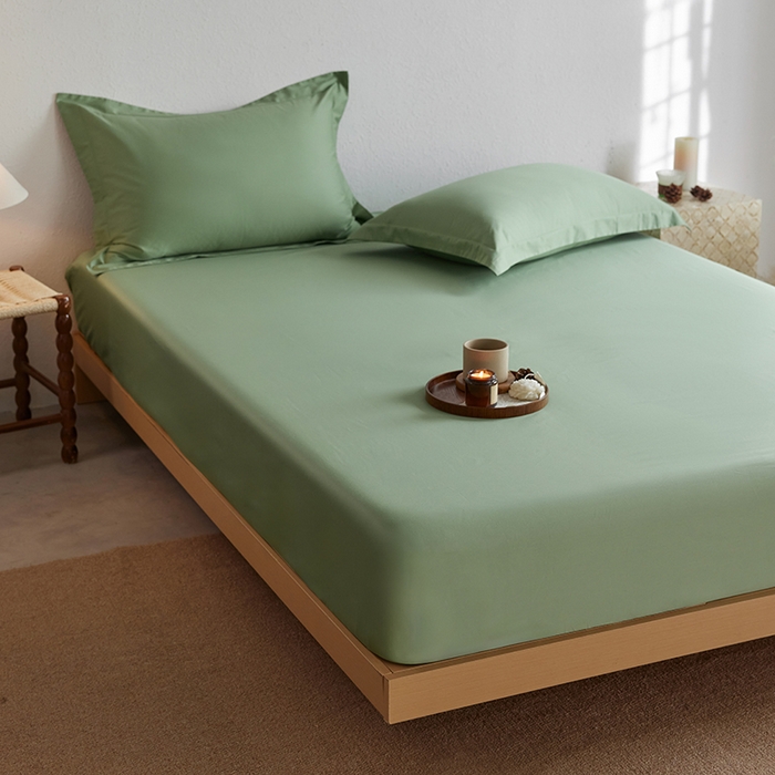 91家纺网 家纺一手货源 找家纺 轩和家居 2025新款50S贡缎长绒棉纯棉单床笠单品床笠床笠单件 抹茶绿