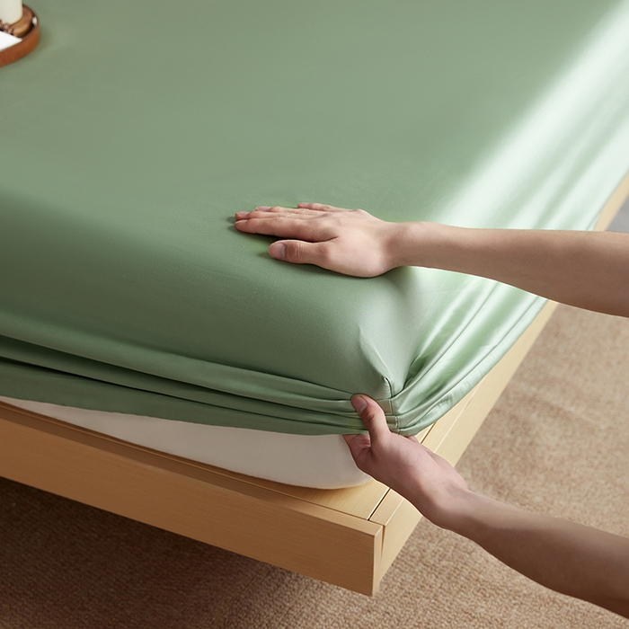 91家纺网 家纺一手货源 找家纺 轩和家居 2025新款50S贡缎长绒棉纯棉单床笠单品床笠床笠单件 抹茶绿