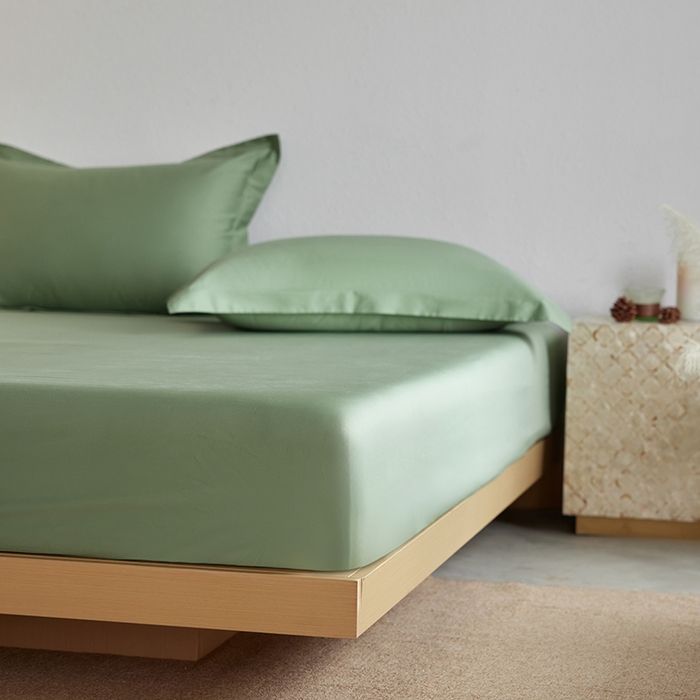 91家纺网 家纺一手货源 找家纺 轩和家居 2025新款50S贡缎长绒棉纯棉单床笠单品床笠床笠单件 抹茶绿